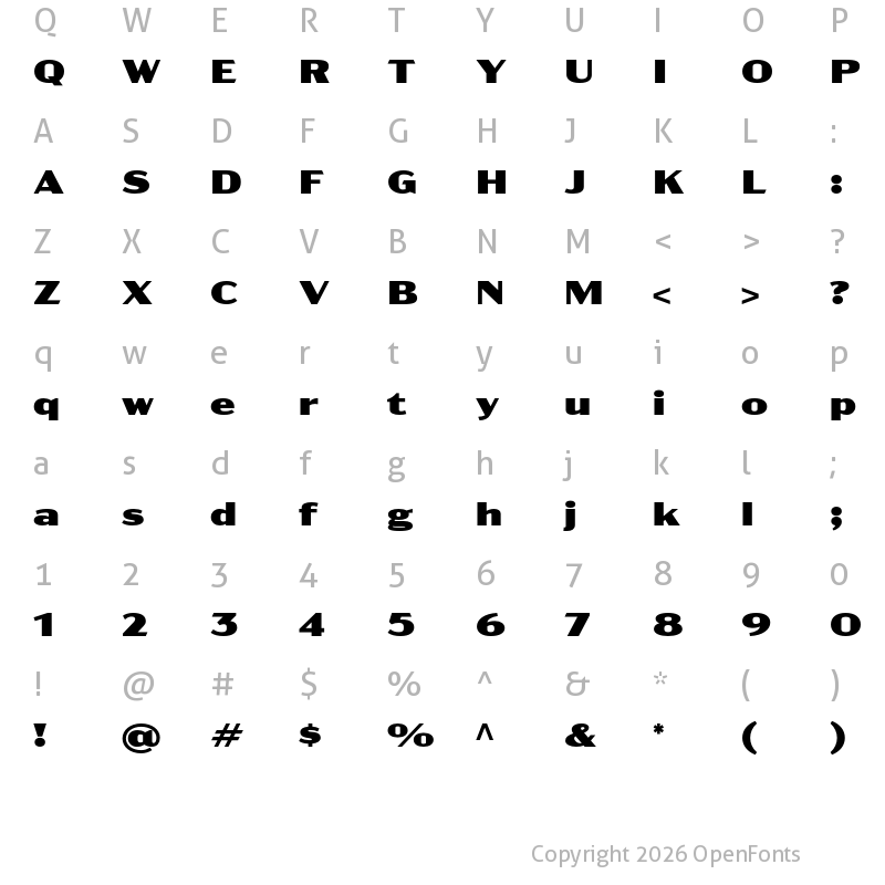 Character Map of Acme Gothic Extrawide Black