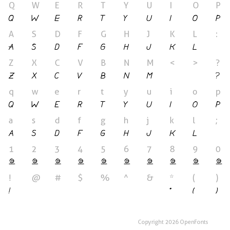 Character Map of Actrice Regular