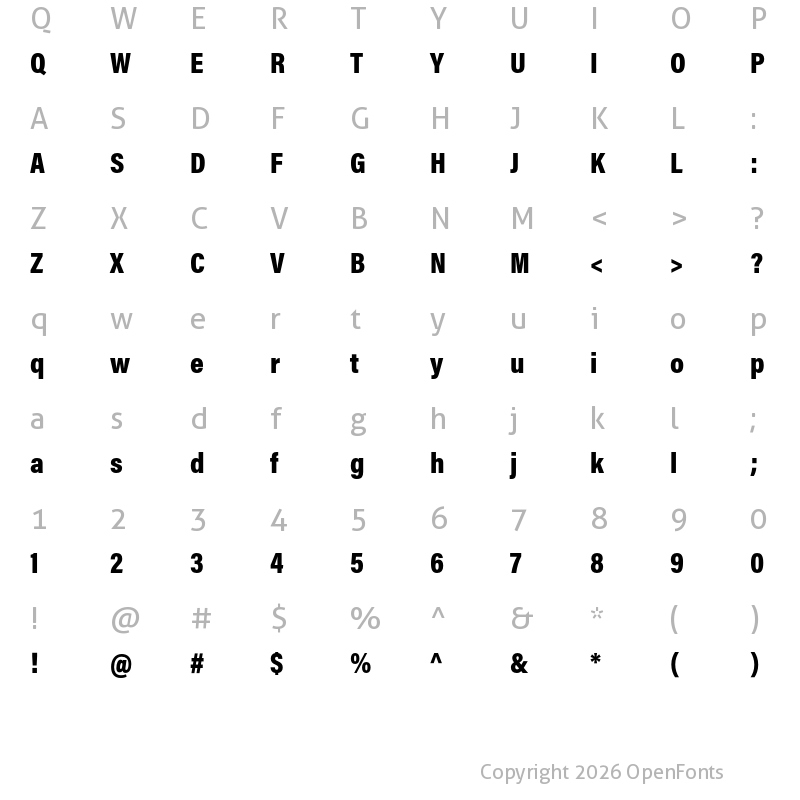 Character Map of Acumin Pro Condensed Black