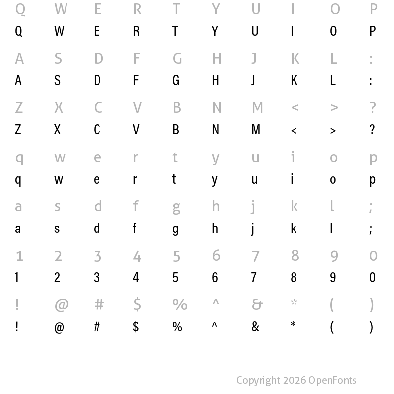 Character Map of Acumin Pro Condensed Medium