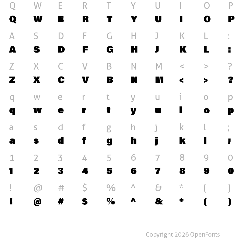 Character Map of Acumin Pro UltraBlack