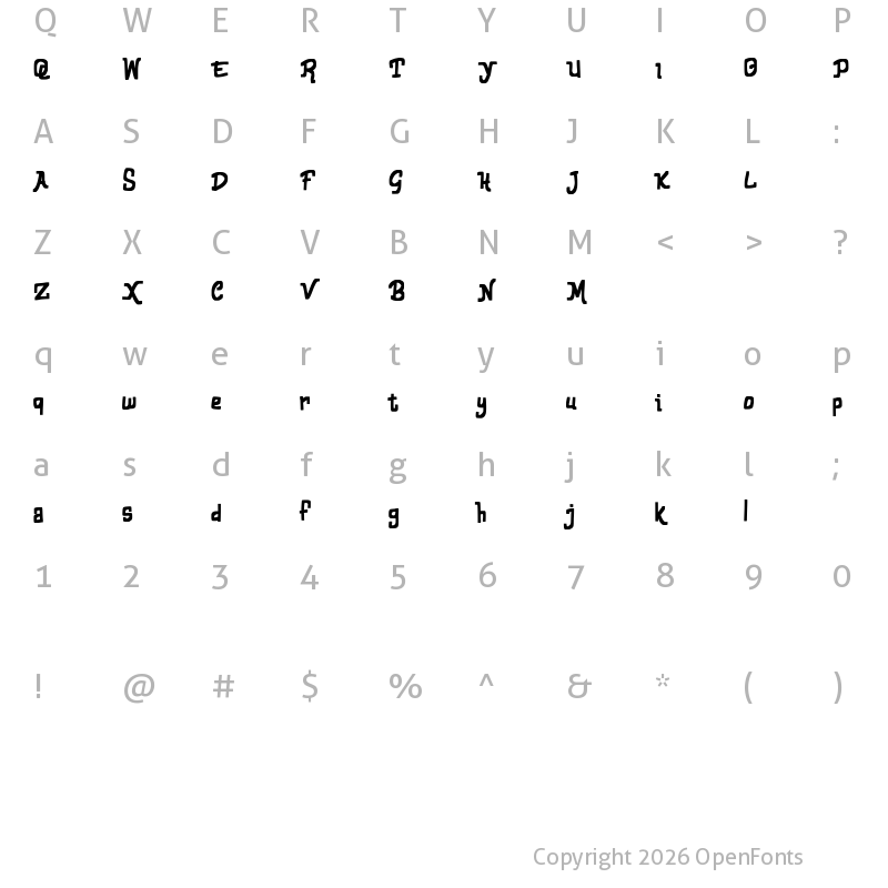 Character Map of Adabra FREE Regular