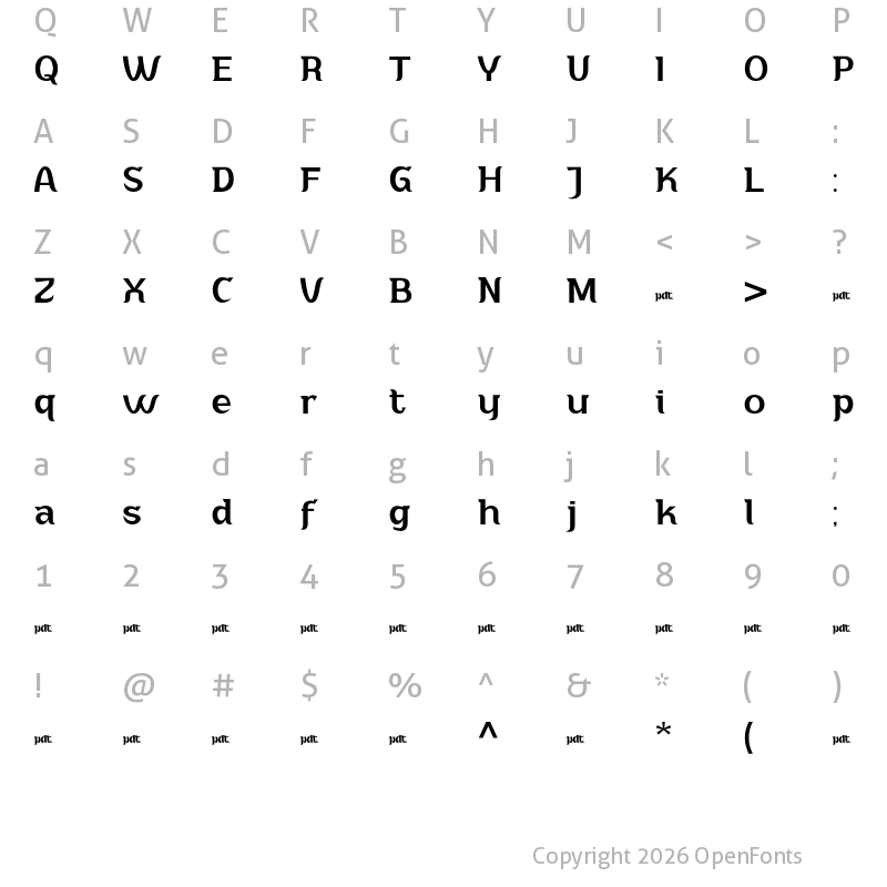 Character Map of Adahi Personal Use Medium