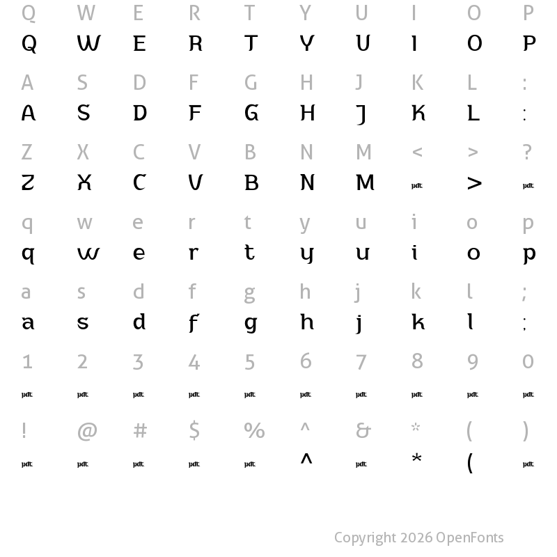 Character Map of Adahi Personal Use Regular