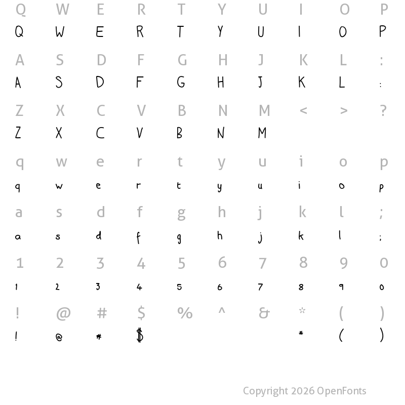 Character Map of adams hand Regular