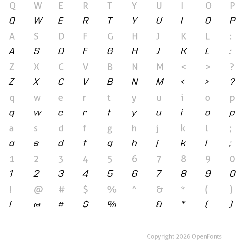 Character Map of Address Sans Pro Xt Regular It