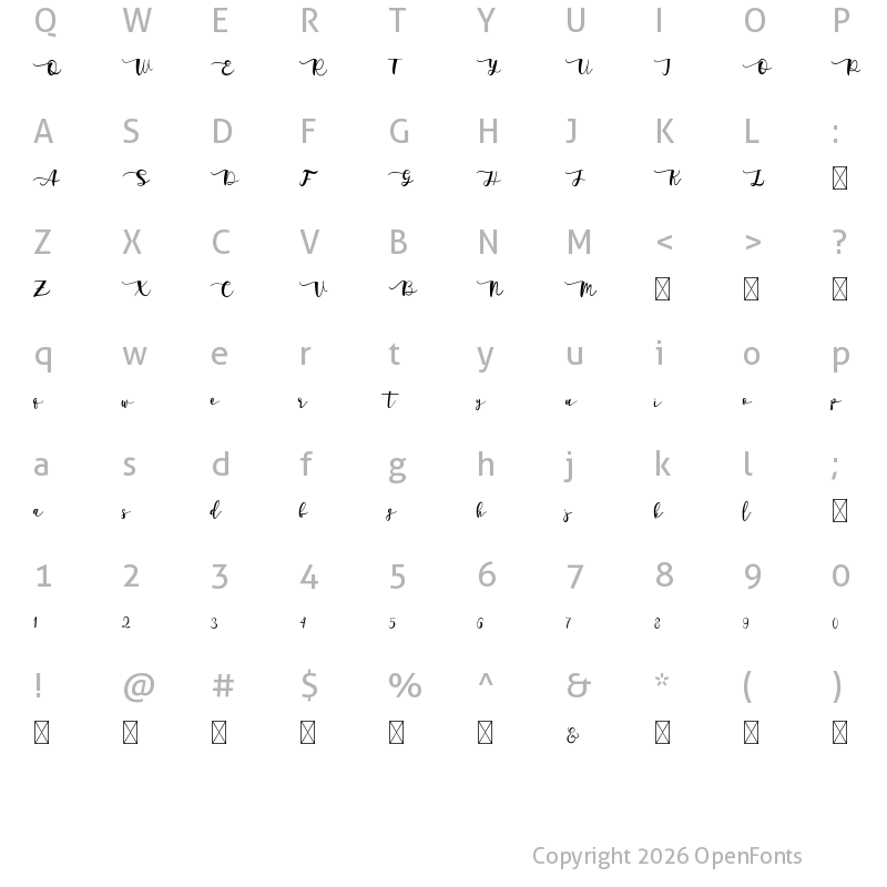 Character Map of Adelarsio Regular