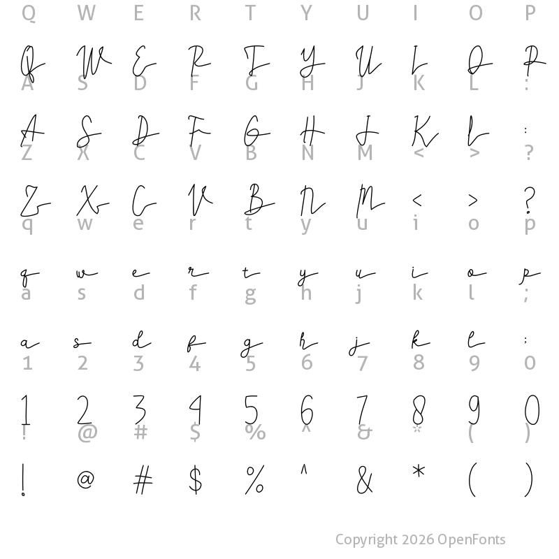 Character Map of Adelinata Regular
