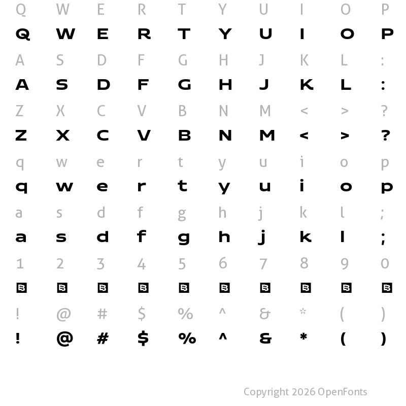 Character Map of Adero Trial Bold