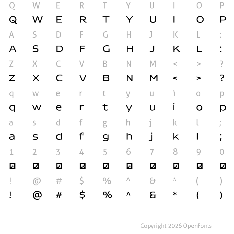 Character Map of Adero Trial Regular