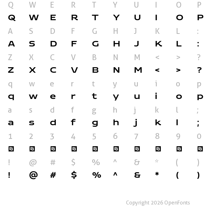 Character Map of Adero Trial Semi Bold
