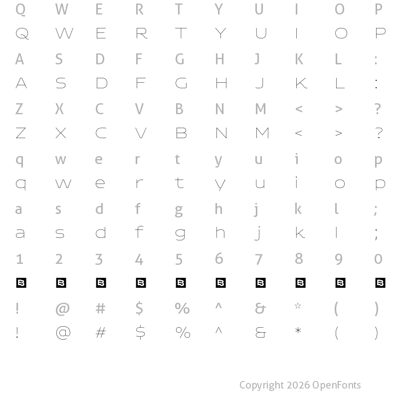 Character Map of Adero Trial Thin