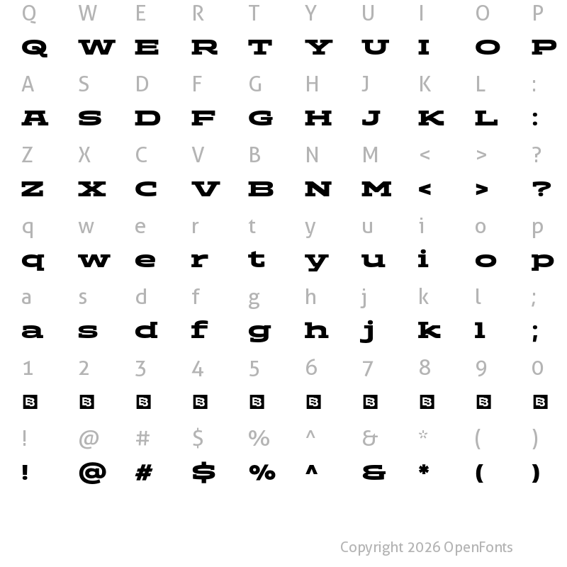 Character Map of ADEROS TRIAL Black Expanded