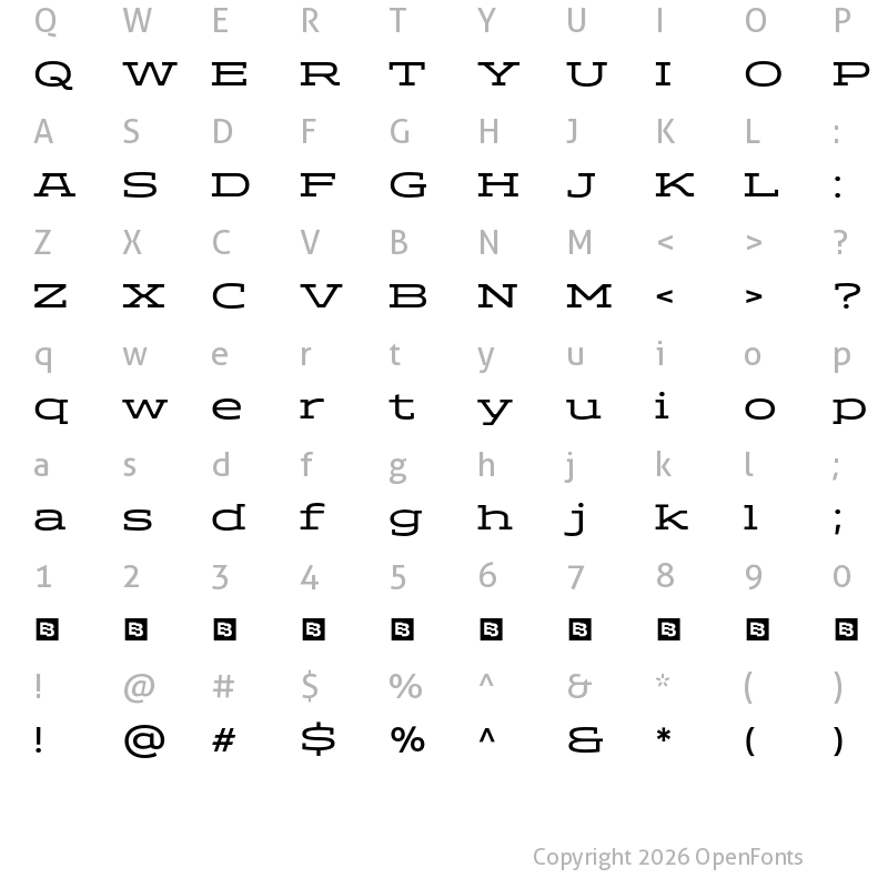 Character Map of ADEROS TRIAL Expanded