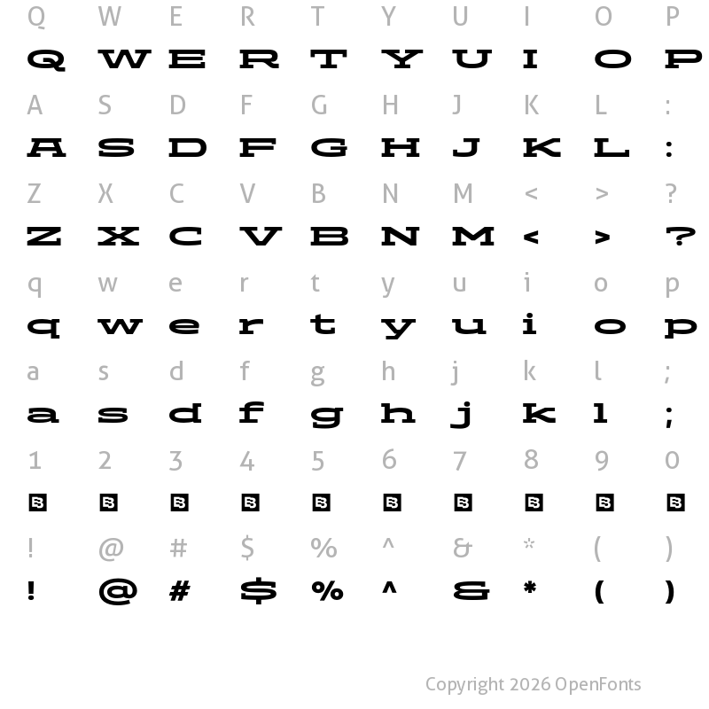 Character Map of ADEROS TRIAL Extra Bold Wide