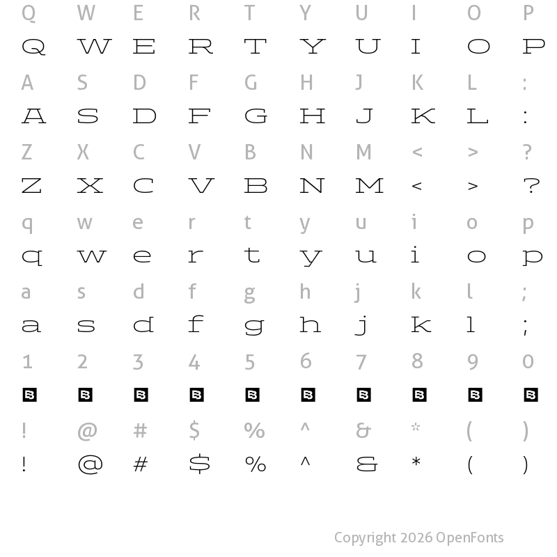 Character Map of ADEROS TRIAL Extra Light Expanded
