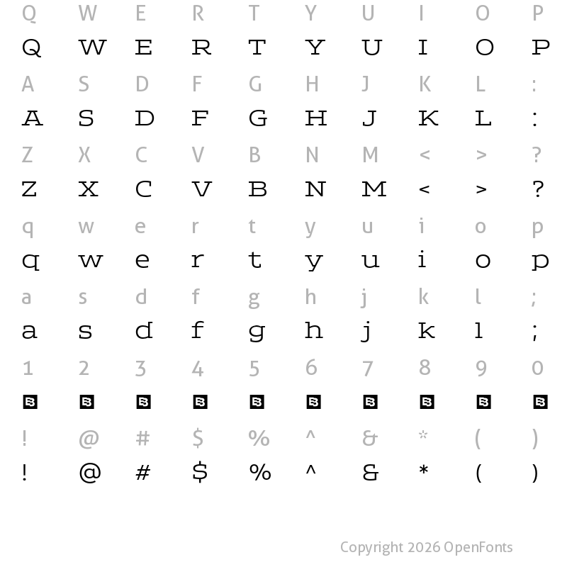 Character Map of ADEROS TRIAL Light