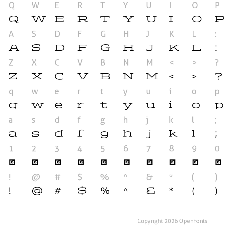 Character Map of ADEROS TRIAL Light Expanded