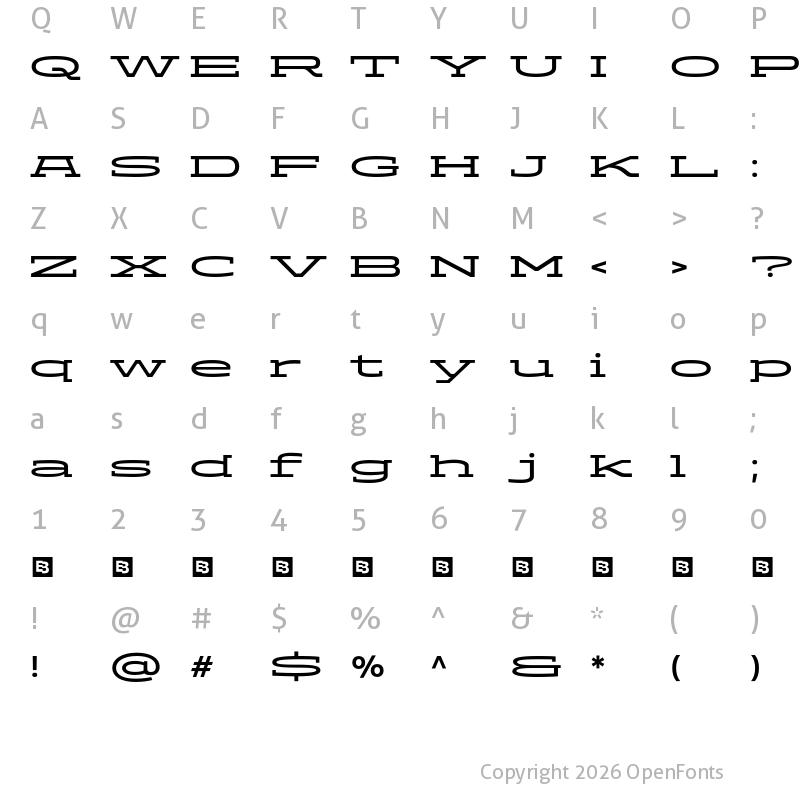 Character Map of ADEROS TRIAL Medium Stretch