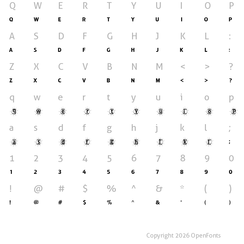 Character Map of ADFBEasterEgg Regular