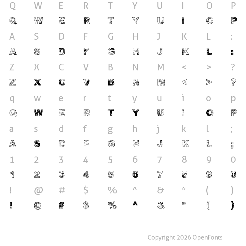 Character Map of Adieresis, Odieresis & Aring Regular