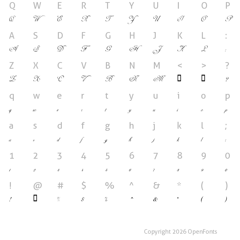Character Map of Adine Kirnberg Regular