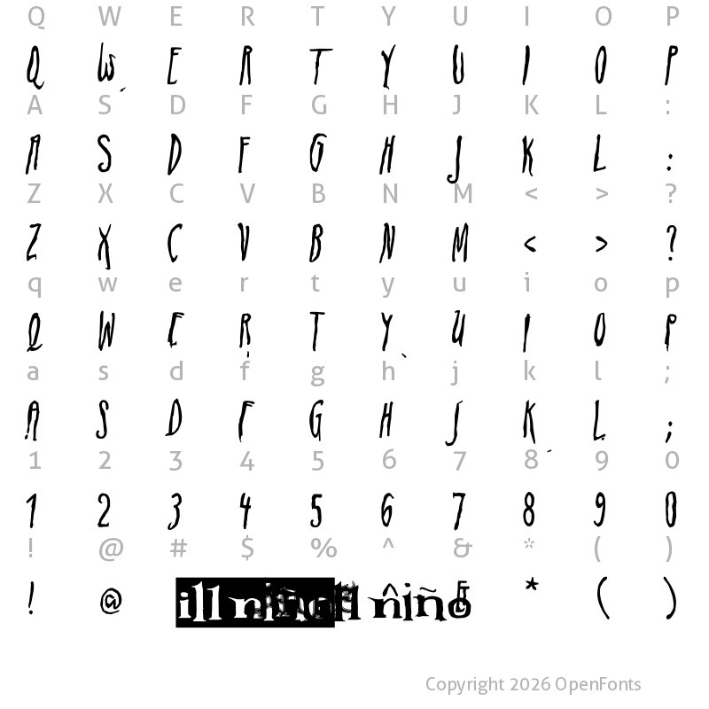 Character Map of ADIstiLleRS Font Edgy