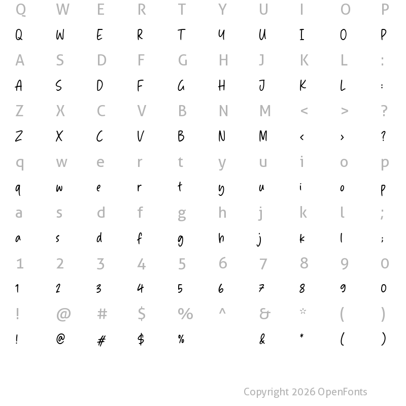 Character Map of Admire Gustavo Regular