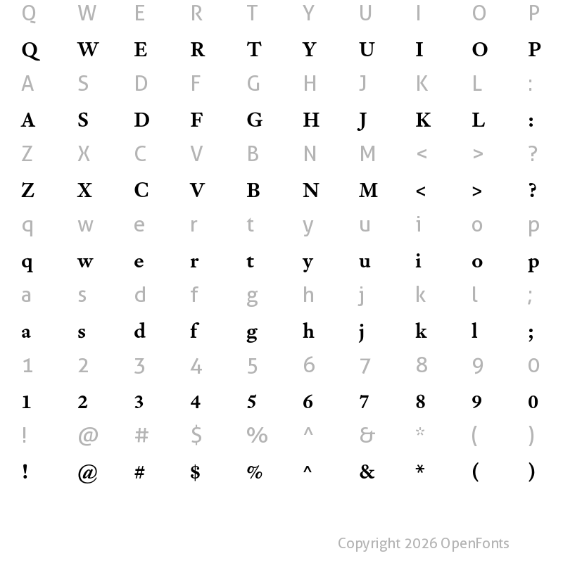 Character Map of Adobe Kis Caption Semibold