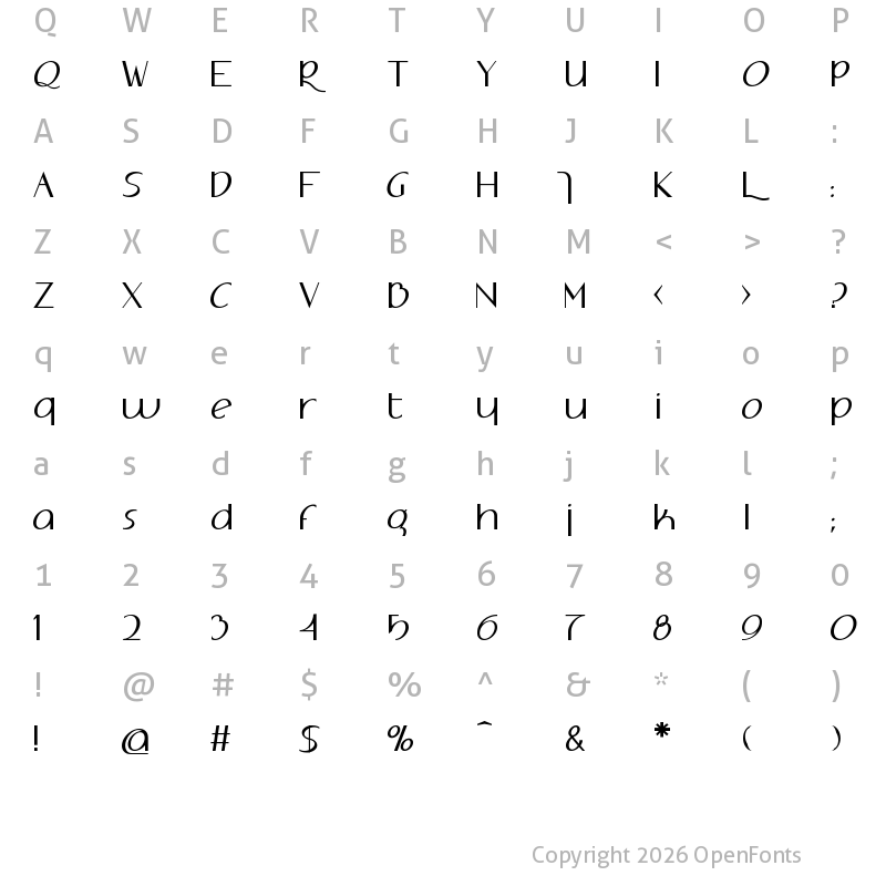 Character Map of Adolphus Regular
