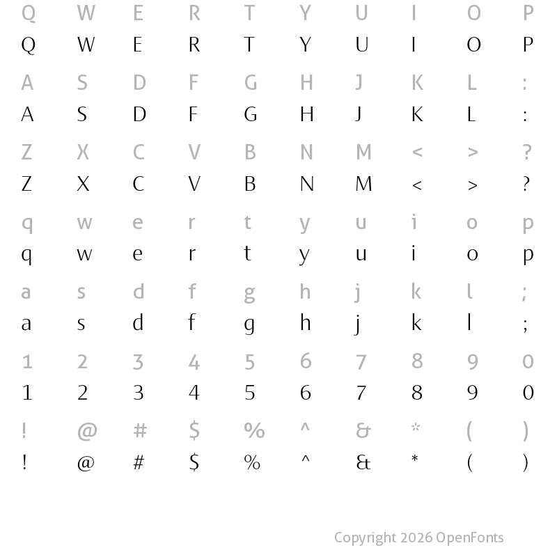 Character Map of Ador Hairline Regular