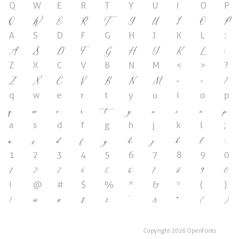 Character Map of Adoretta Holland Script Regular