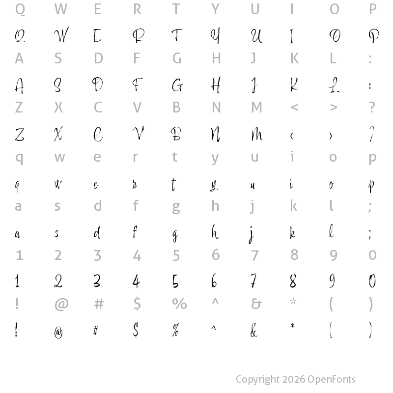 Character Map of AdoreYou-Regular Regular