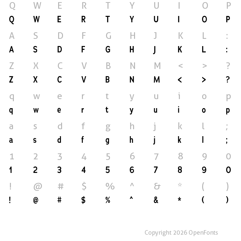 Character Map of Adrianna Condensed DemiBold