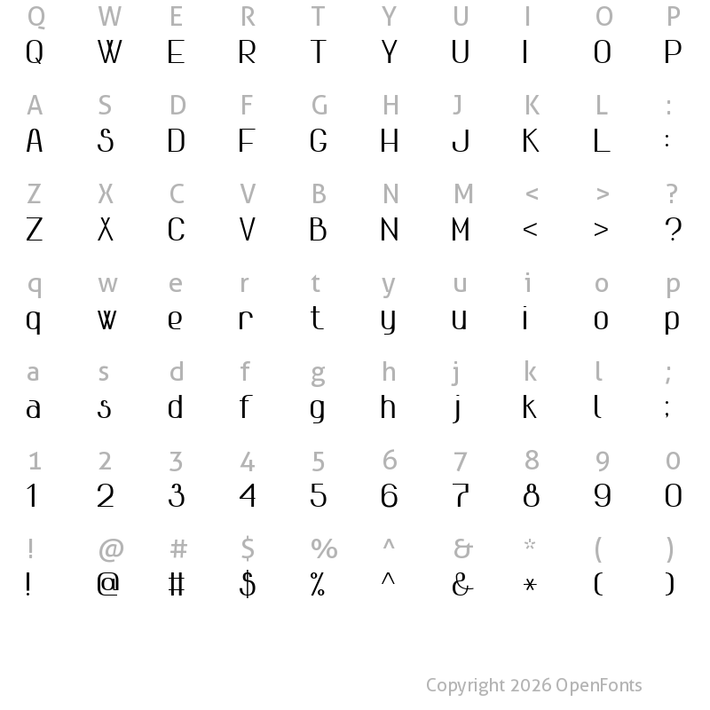 Character Map of Advanced Sans Serif 7 Bold