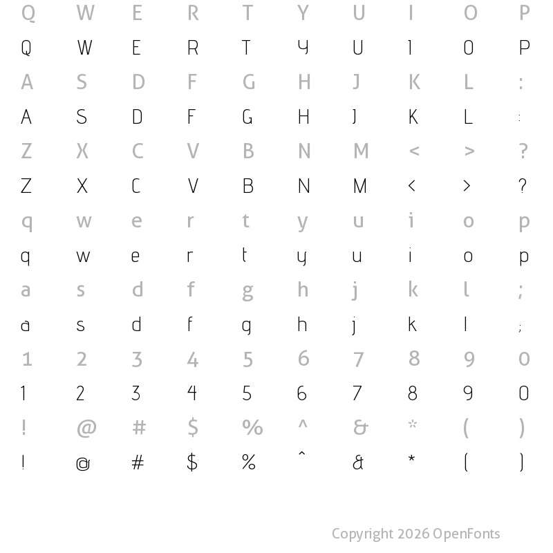 Character Map of Advent Pro Light