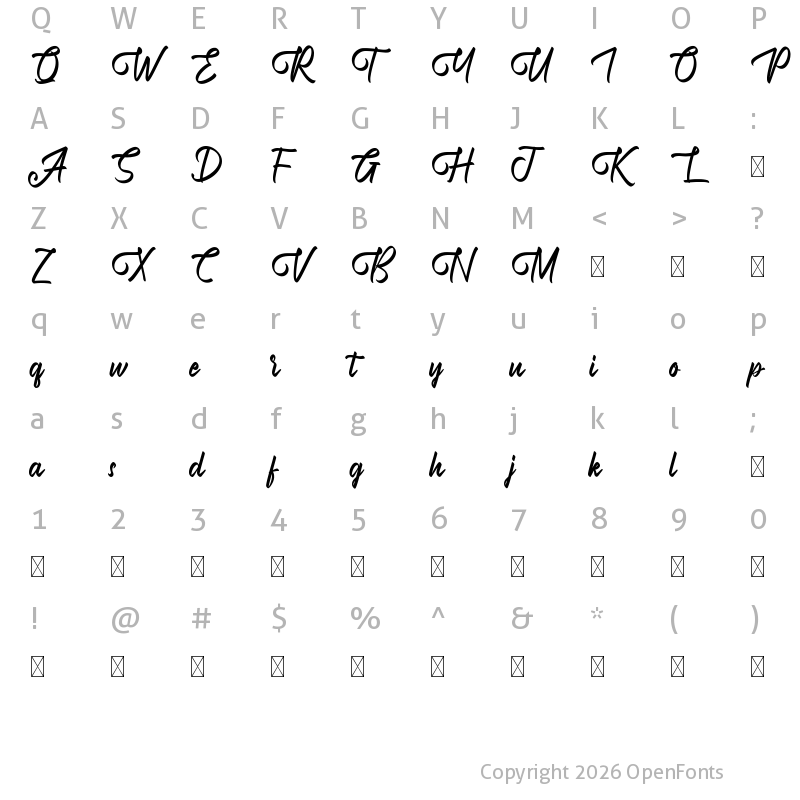 Character Map of Adventium Demo Regular