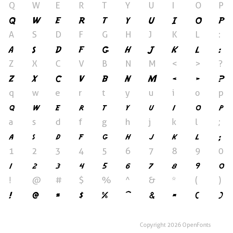 Character Map of Adventure Regular