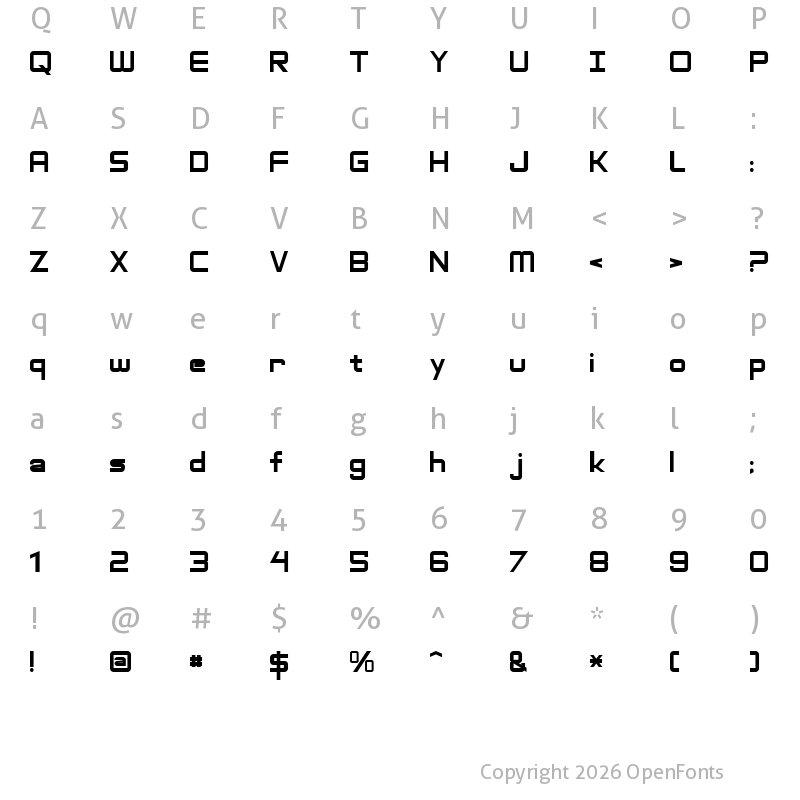 Character Map of Adventure Subtitles Normal