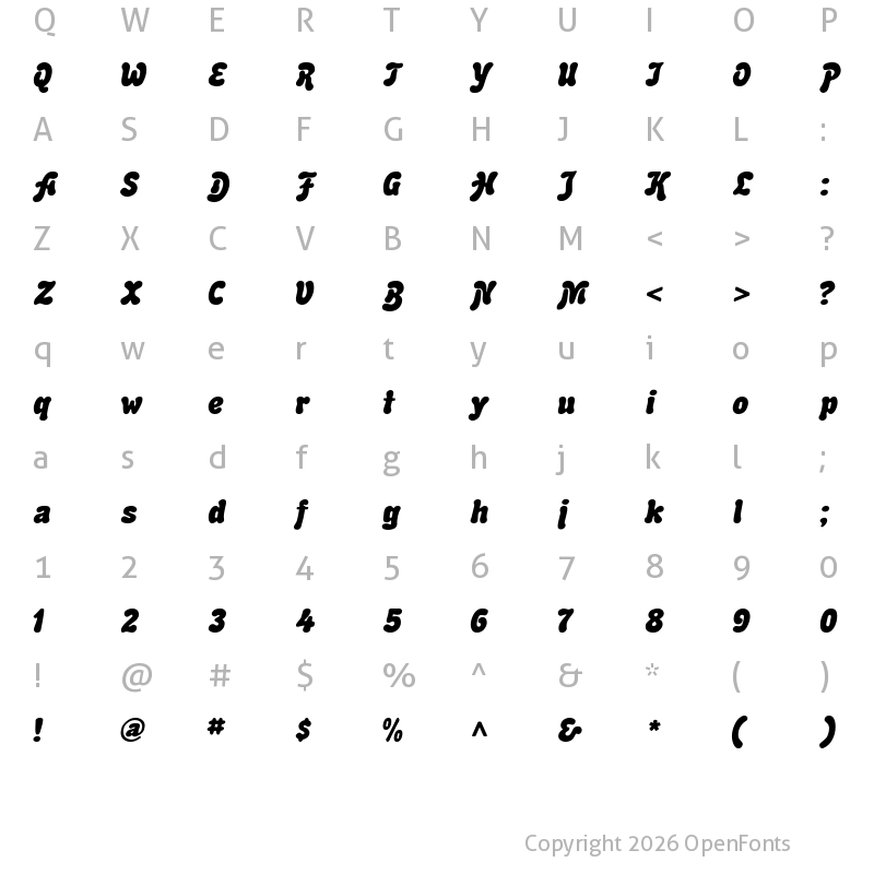 Character Map of Advert Italic