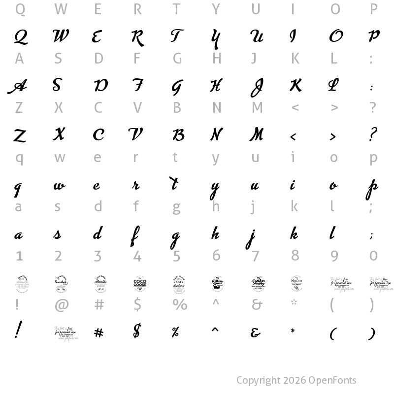 Character Map of Advertising Script Bold