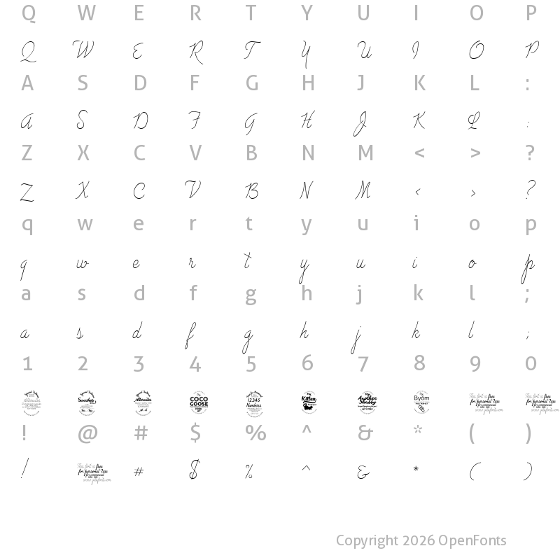 Character Map of Advertising Script Monoline Regular