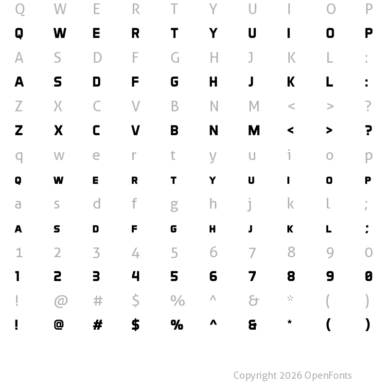 Character Map of Aero Matics Display Bold
