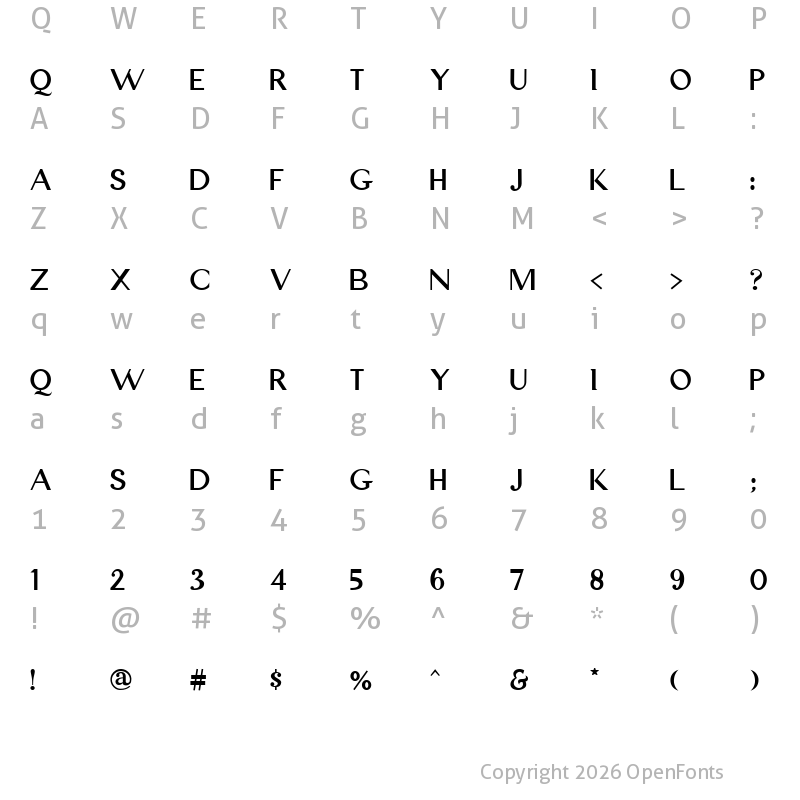 Character Map of Aerobic (Demo) Regular