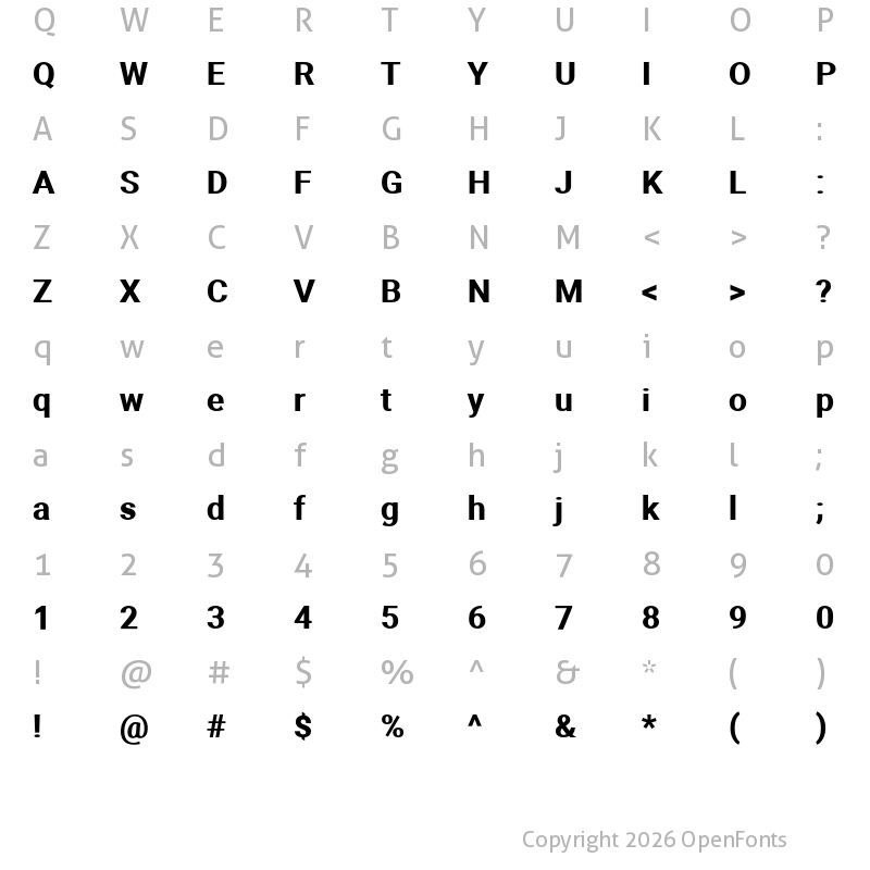Character Map of Aerodynamic Bold