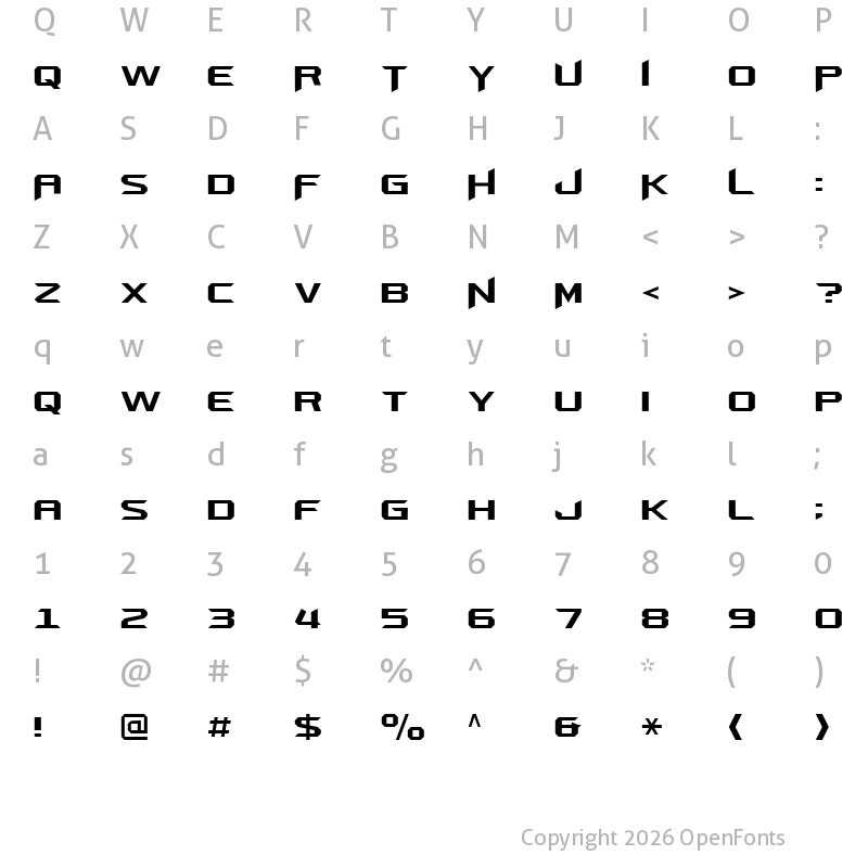 Character Map of Aeromatics NC Regular