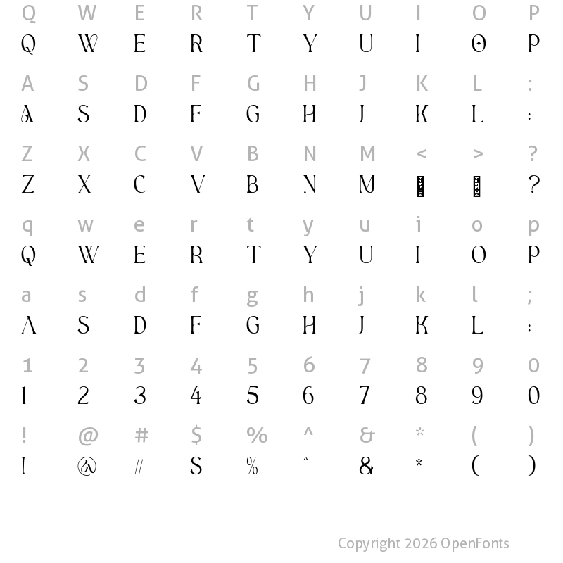 Character Map of Aesthetic Regular