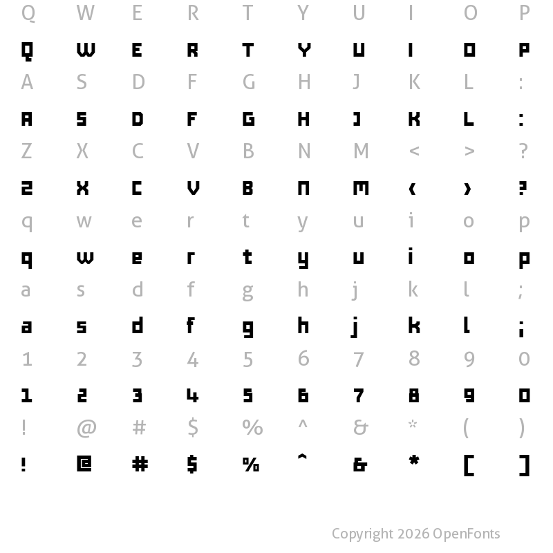 Character Map of AF Generation A Bold