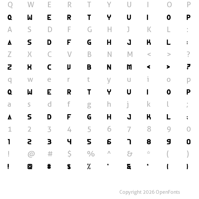 Character Map of Afogand Regular