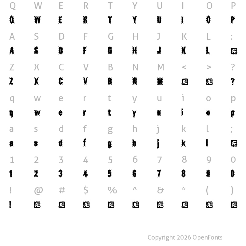 Character Map of Aftermath BRK Regular